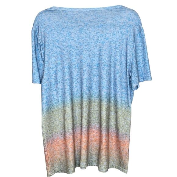 Ariat Denim Waterfall Ombre Short Sleeve Tee Womens Size XXL Rounded Neckline - Picture 3 of 6